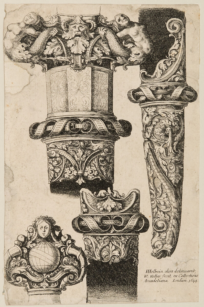 Print of Designs for Hilt and Sheath Fittings, After Hans Holbein the Younger (German, Augsburg 1497/98–1543 London), Ink on paper, British, London 