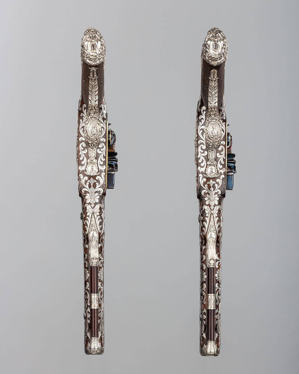 Pair of Flintlock Pistols, Samuel Brunn (British, London, recorded 1795–1820), Steel, wood (walnut, rosewood), silver, gold, British, London