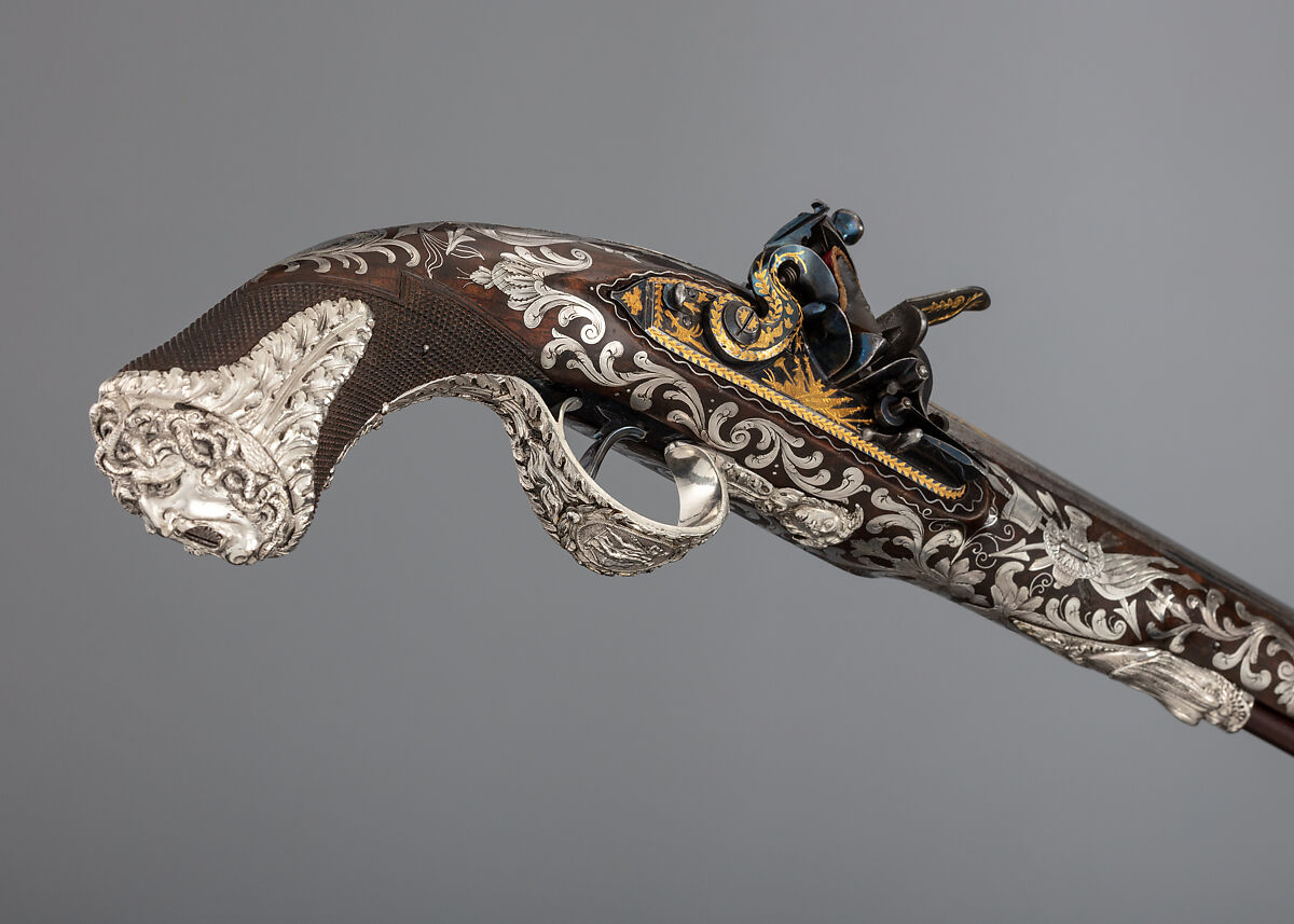 Pair of Flintlock Pistols, Samuel Brunn (British, London, recorded 1795–1820), Steel, wood (walnut, rosewood), silver, gold, British, London