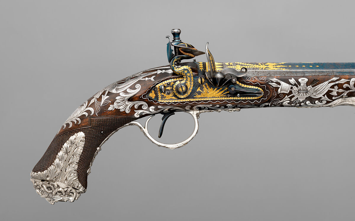 Pair of Flintlock Pistols, Samuel Brunn (British, London, recorded 1795–1820), Steel, wood (walnut, rosewood), silver, gold, British, London