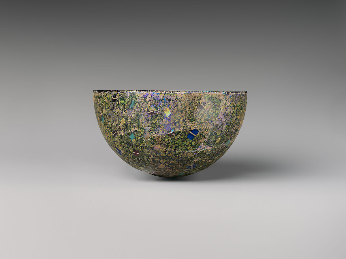 Mosaic gold-glass hemispherical bowl, Glass, Greek