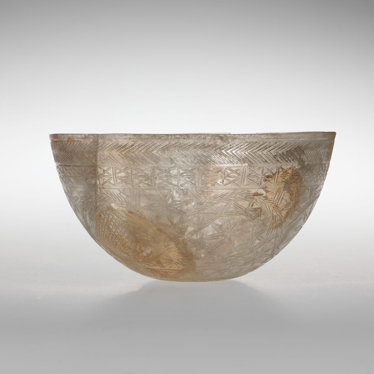 Glass bowl decorated with geometric patterns, Glass, Roman