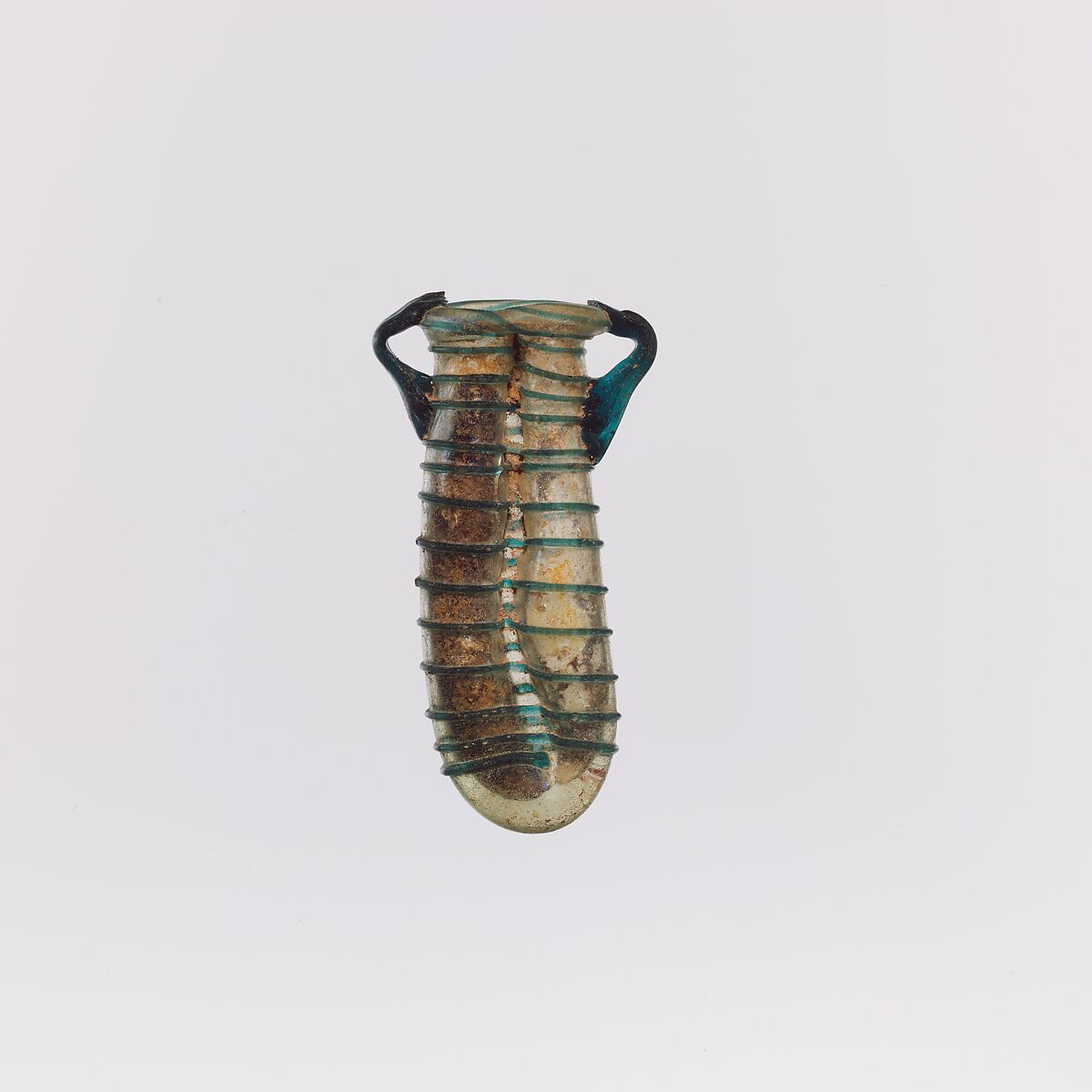 Glass double cosmetic flask (kohl tube), Glass, Roman, Syrian 