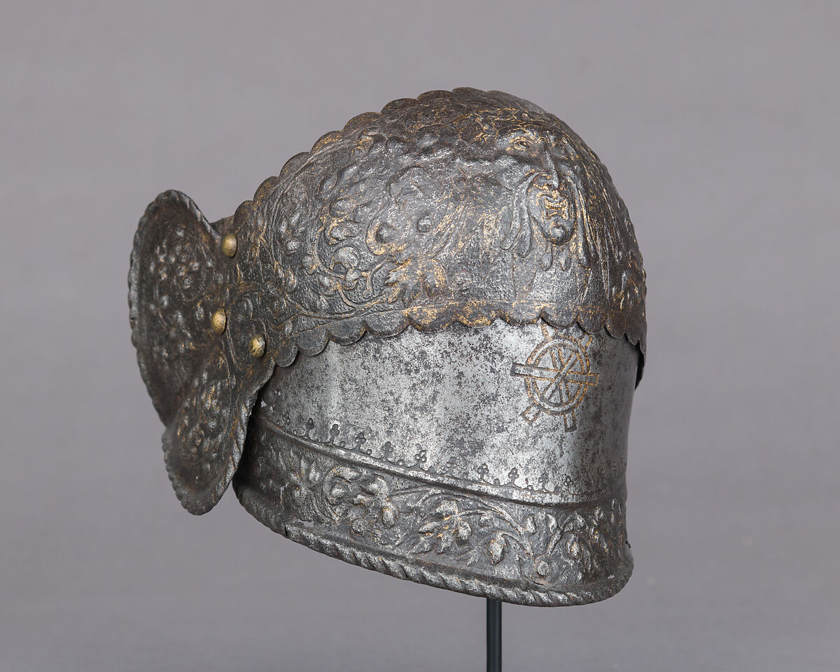 Right Poleyn (Knee Defense) from an Armor of Claude Gouffier (1501–1570), Steel, copper alloy, gold, French