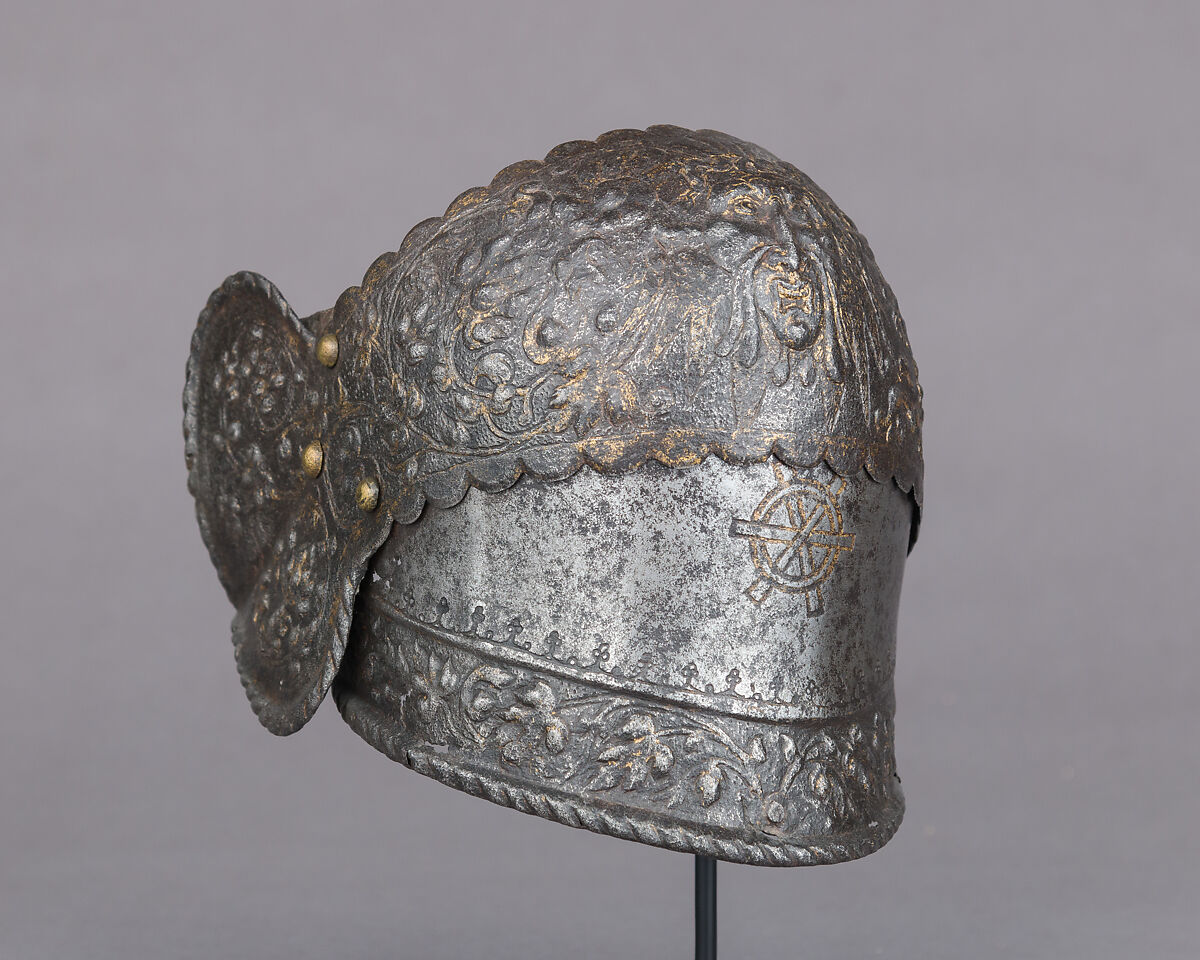 Right Poleyn (Knee Defense) from an Armor of Claude Gouffier (1501–1570), Steel, copper alloy, gold, French 