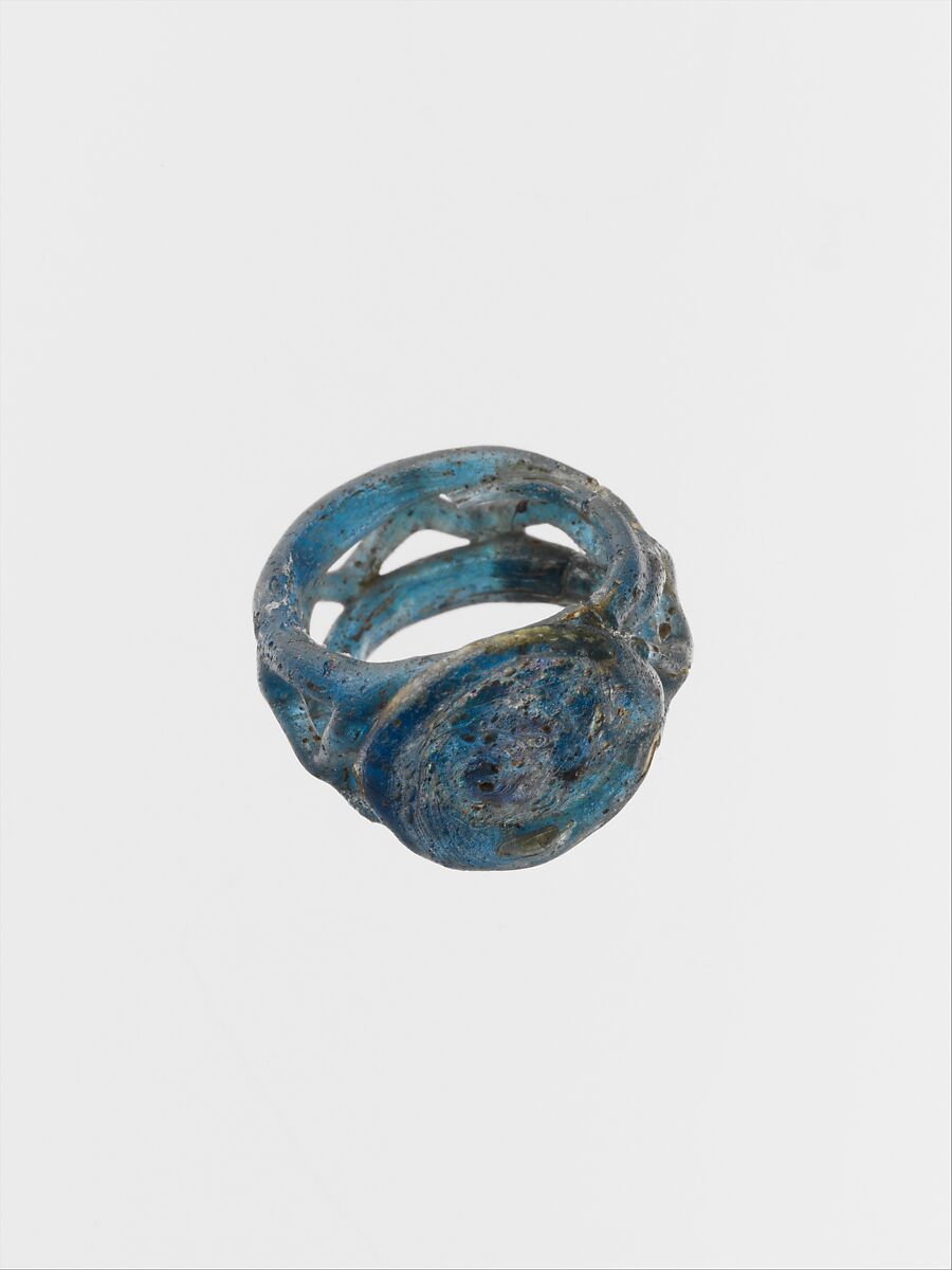 Glass openwork finger ring, Glass, Roman 