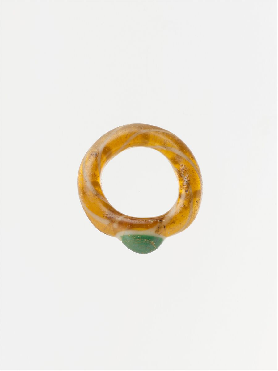 Glass finger ring, Glass, Roman 