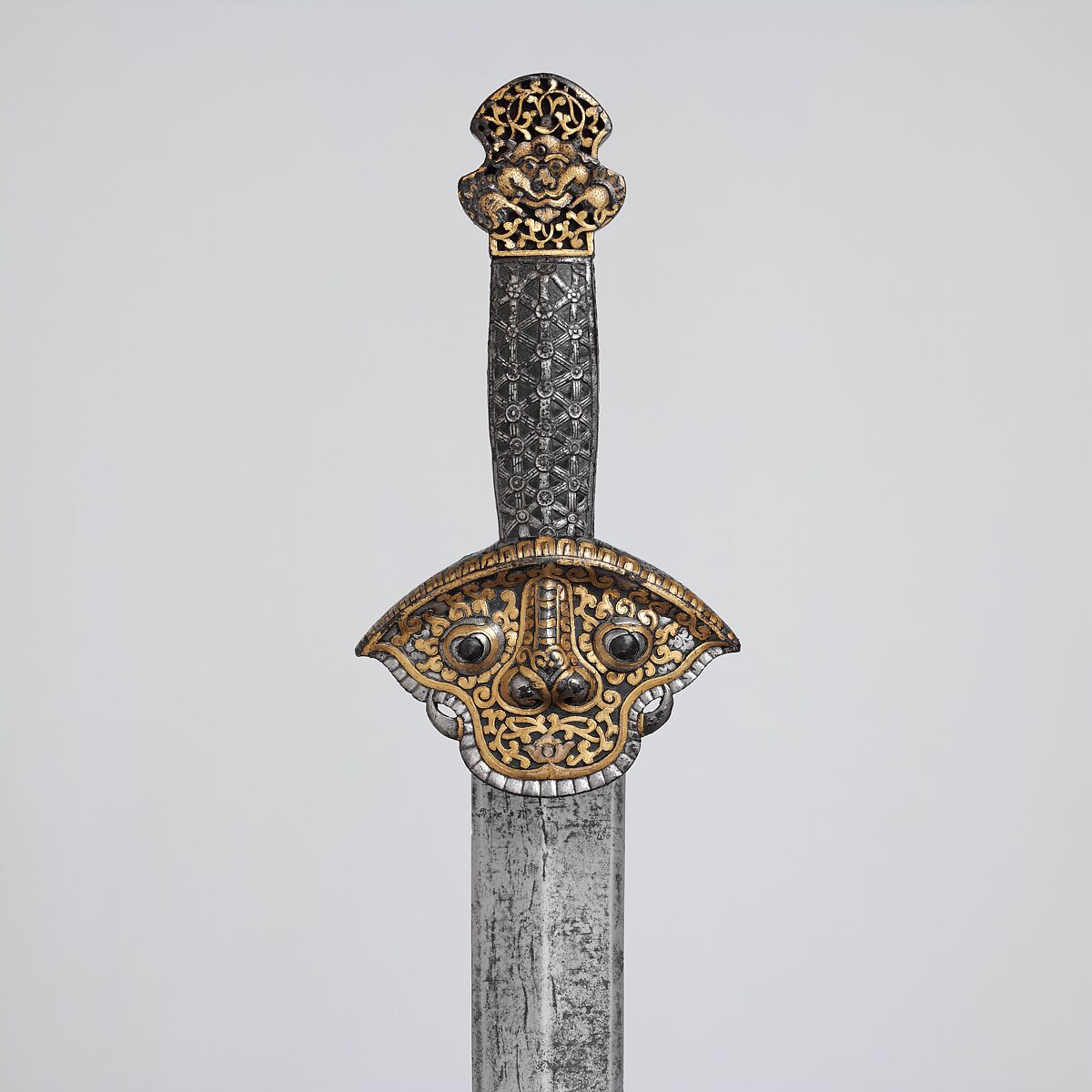 Sword (Ral gri), Iron, steel, gold, silver, Tibetan or Chinese 