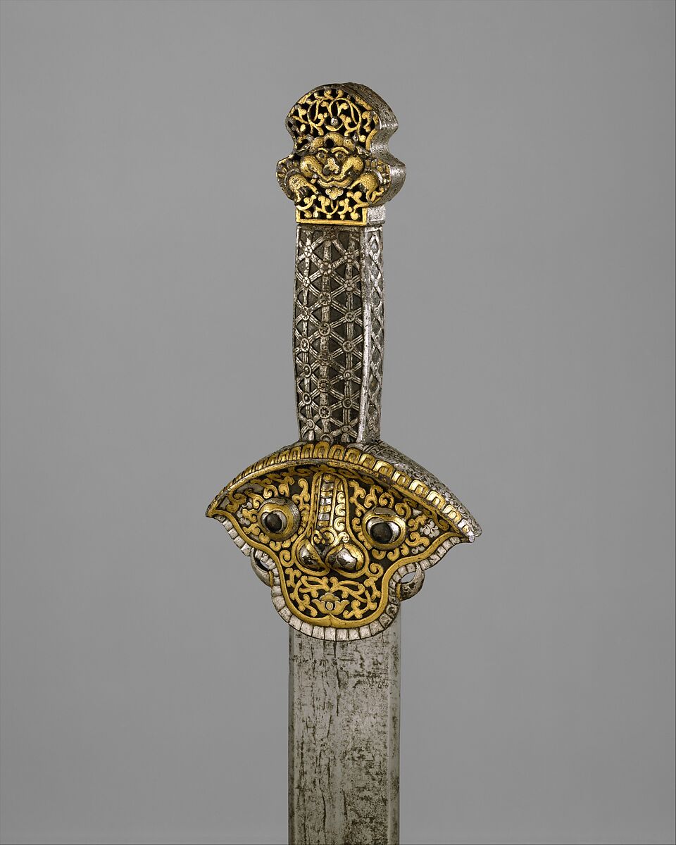 Sword (Ral gri), Iron, steel, gold, silver, Tibetan or Chinese