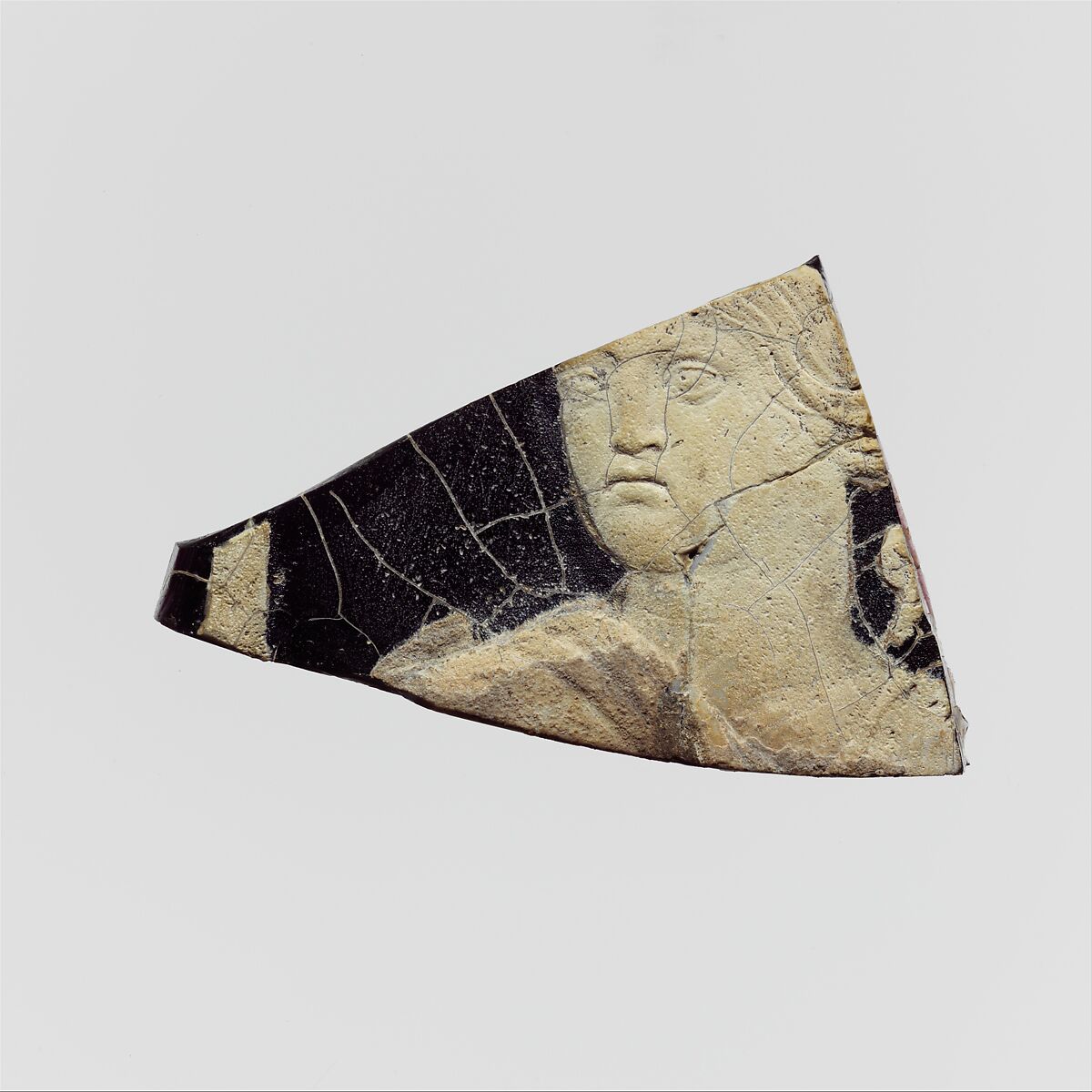 Glass cameo plaque fragment, Glass, Roman 