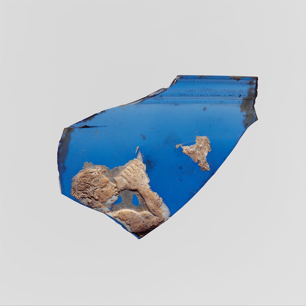 Glass cameo bowl fragment, Glass, Roman 