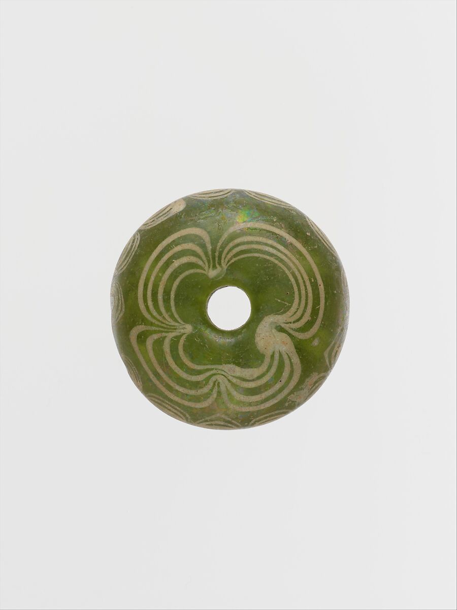 Glass whorl or bead, Glass, Frankish 