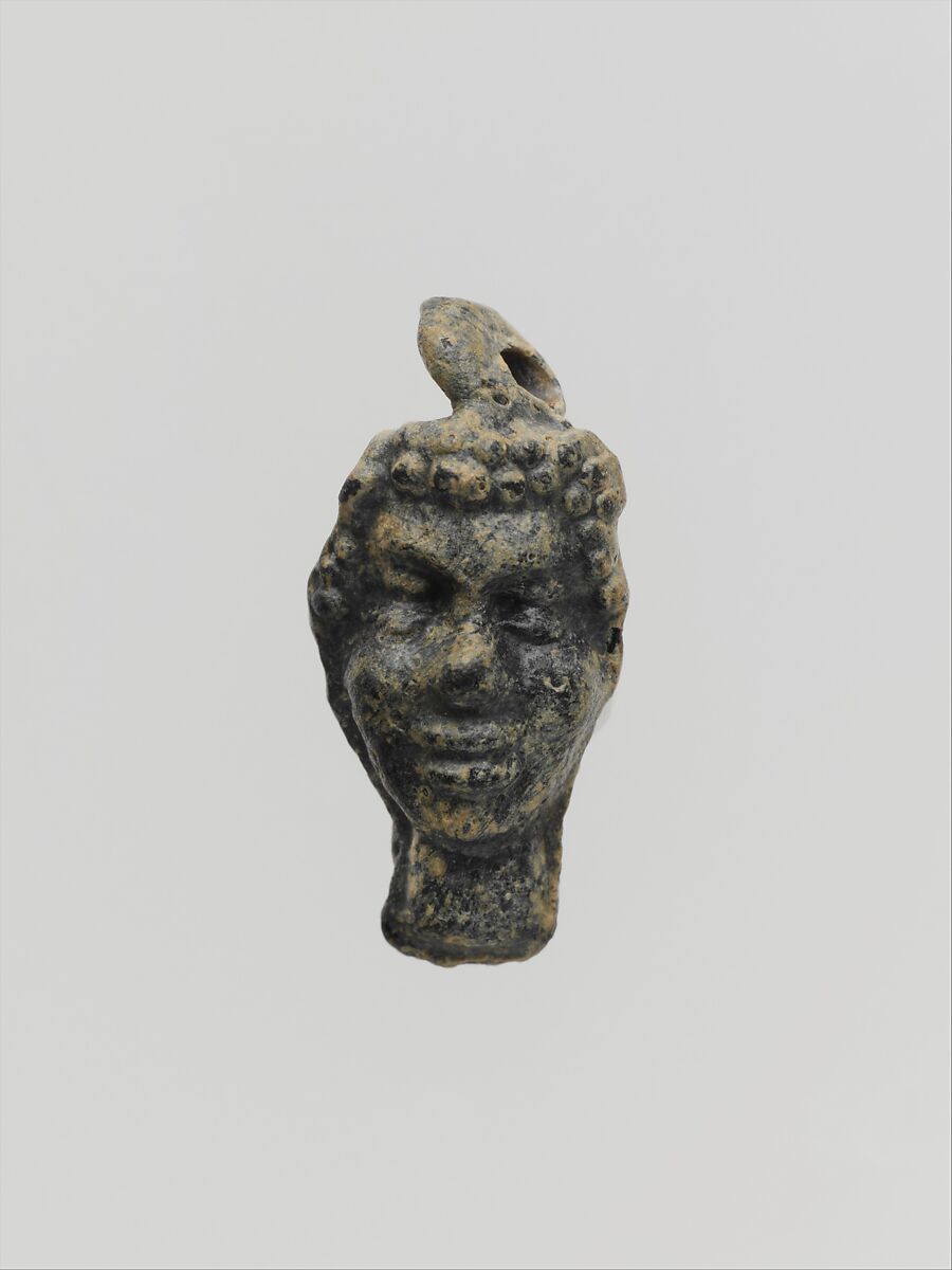 Glass pendant in the shape of a Black African’s head, Glass, Greek, Eastern Mediterranean 