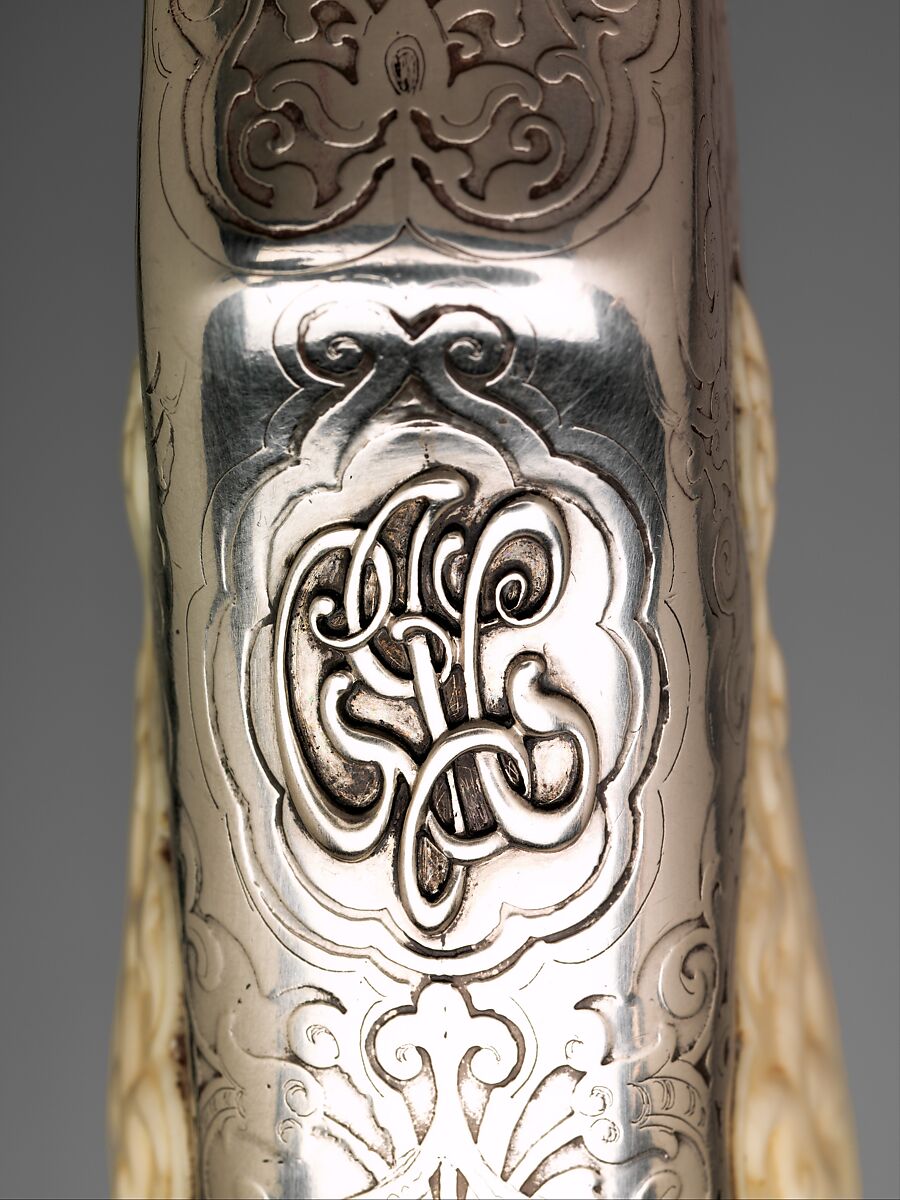 Smith and Wesson .44 Double-Action Revolver for George Jay Gould (1864–1923), serial no. 23402, with Case and Cleaning Brush, Smith &amp; Wesson (American, established 1852), Steel, silver, ivory, wood, paper, textile, leather, gold, copper alloy, iron, silver substitute, fiber, American, Springfield, Massachusetts and New York