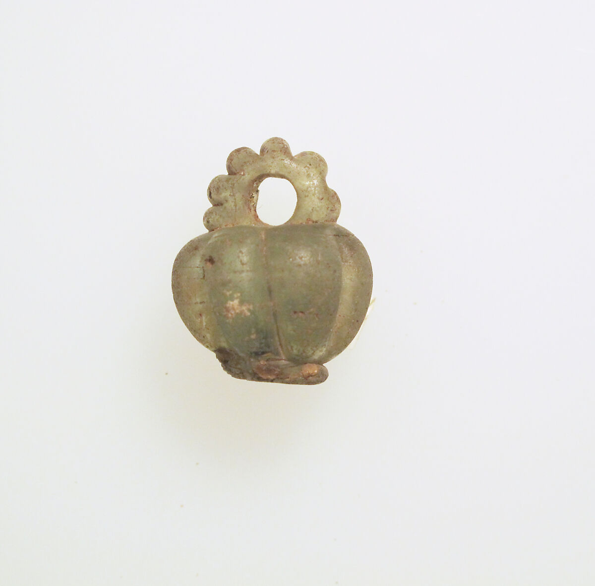 Glass pendant in the form of a jar, Glass, Roman 