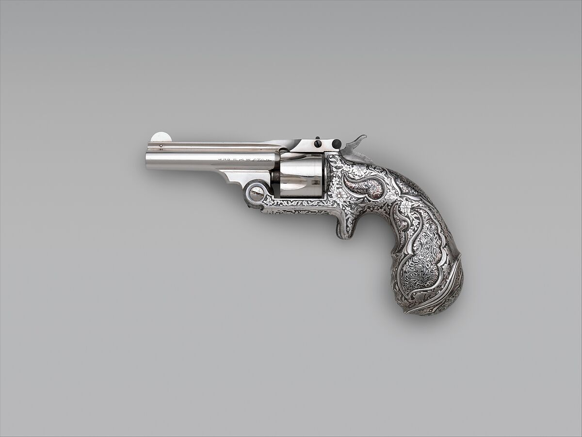 Smith and Wesson .32 Caliber Single-Action Revolver, serial no. 17156, Smith &amp; Wesson (American, established 1852), Steel, silver, copper-platinum-iron alloy, nickel, American, Springfield, Massachusetts and New York