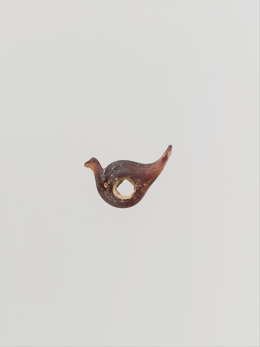 Glass pendant in the form of a bird, Glass, Greek, possibly Rhodian 