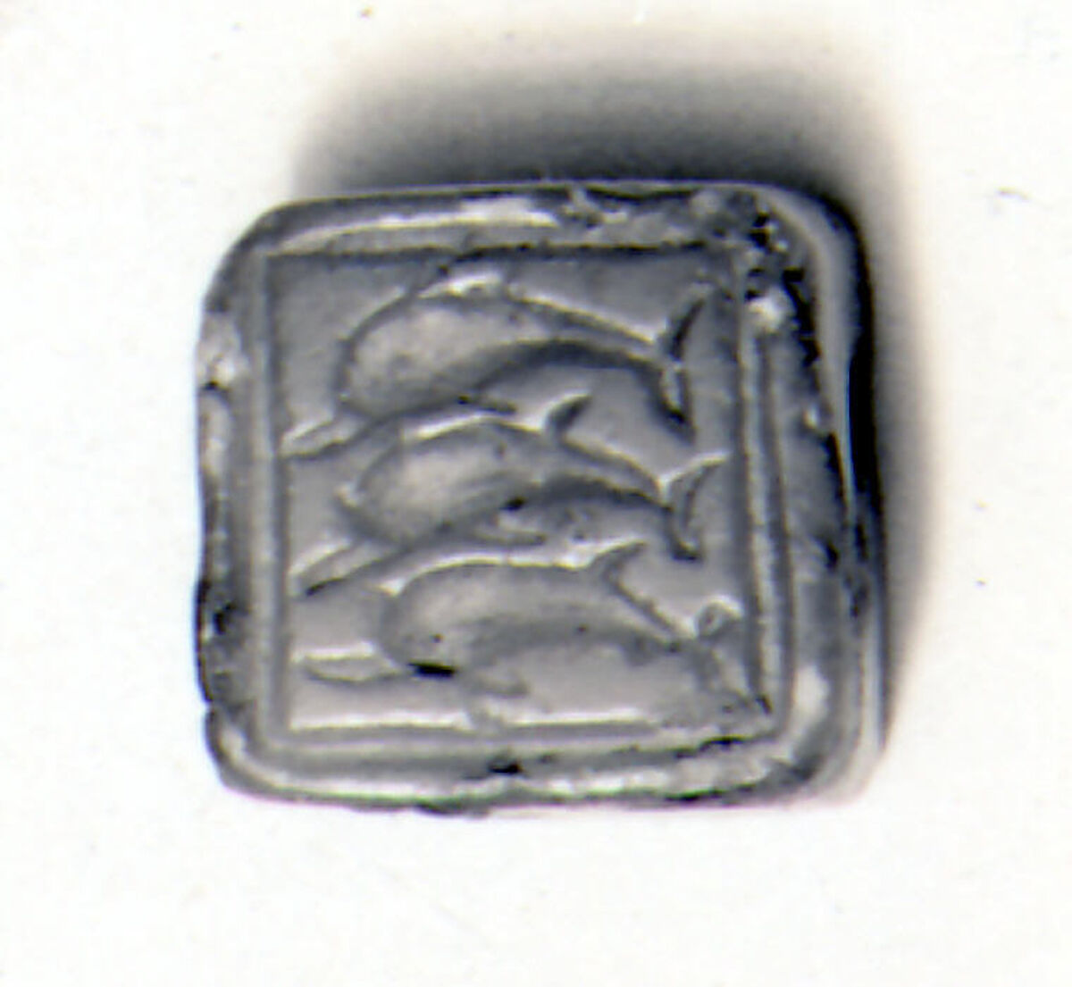 Glass pendant with dolphins, Glass, Roman