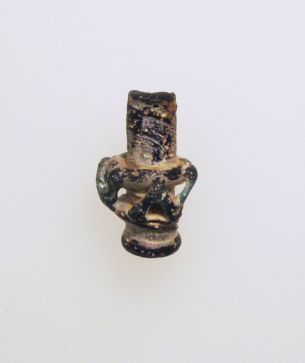 Glass pendant in the form of a vase, Glass, Roman 