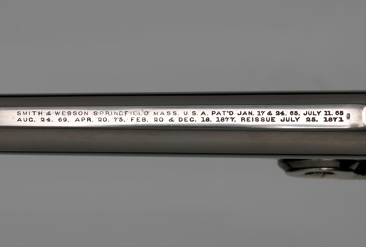 Smith and Wesson .44 New Model No. 3 Single-Action Revolver, serial no. 25120, Smith &amp; Wesson (American, established 1852), Steel, silver, nickel, American, Springfield, Massachusetts and New York