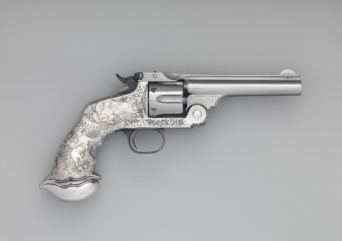 Smith and Wesson .44 New Model No. 3 Single-Action Revolver, serial no. 25120, Smith &amp; Wesson (American, established 1852), Steel, silver, nickel, American, Springfield, Massachusetts and New York 