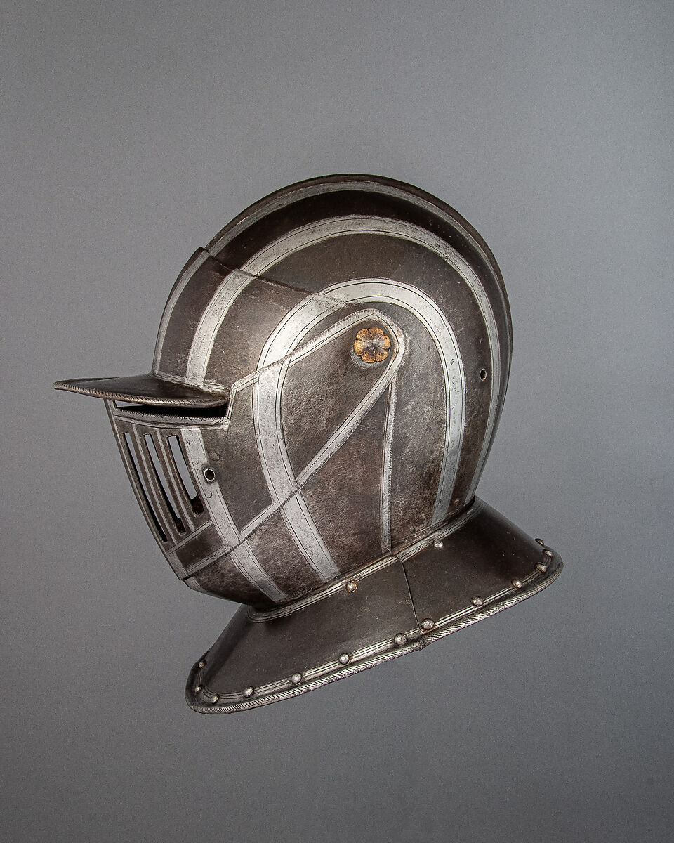 Cuirassier Armor, Steel, gold, leather, textile, Italian, Milan or Brescia