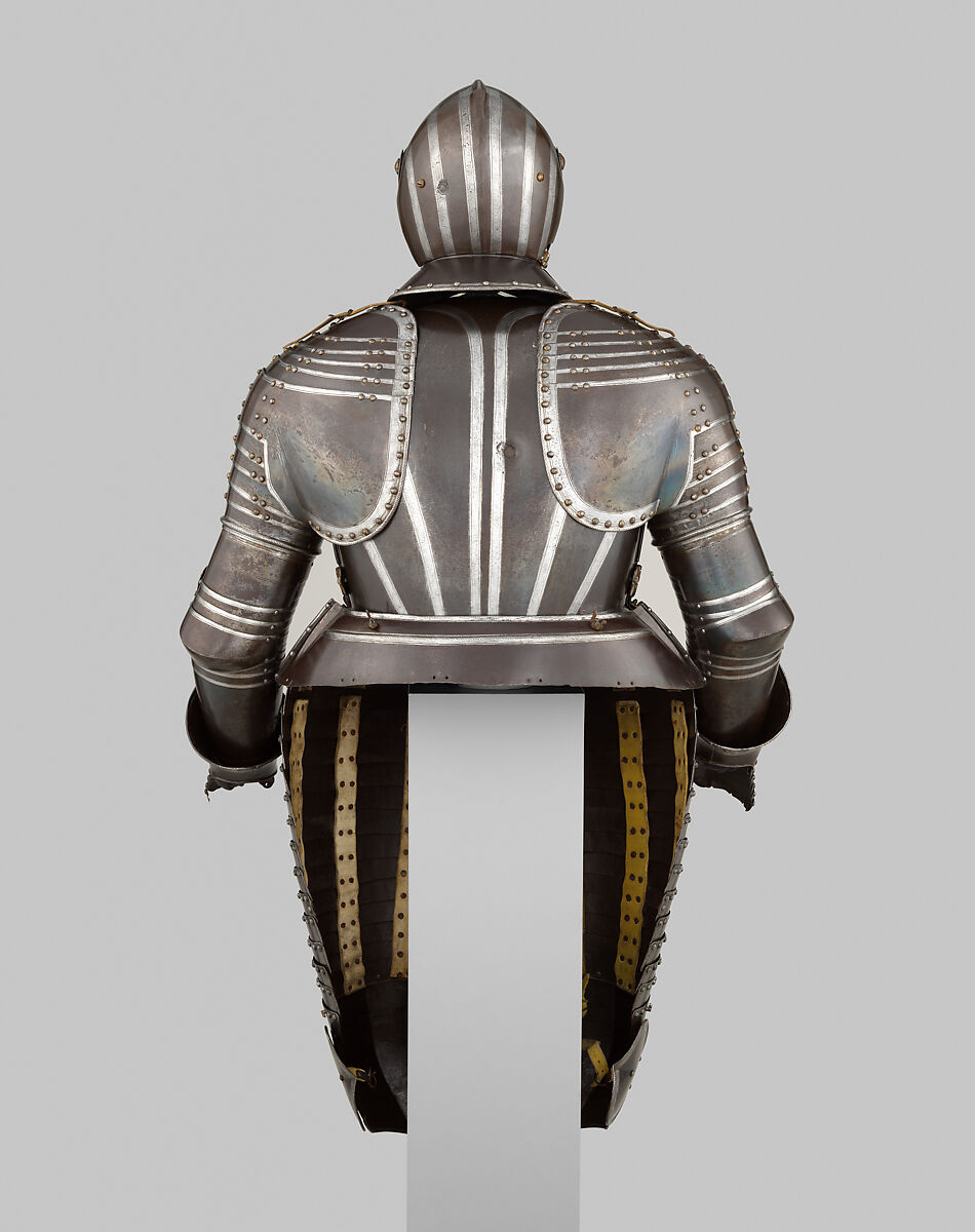 Cuirassier Armor, Steel, gold, leather, textile, Italian, Milan or Brescia