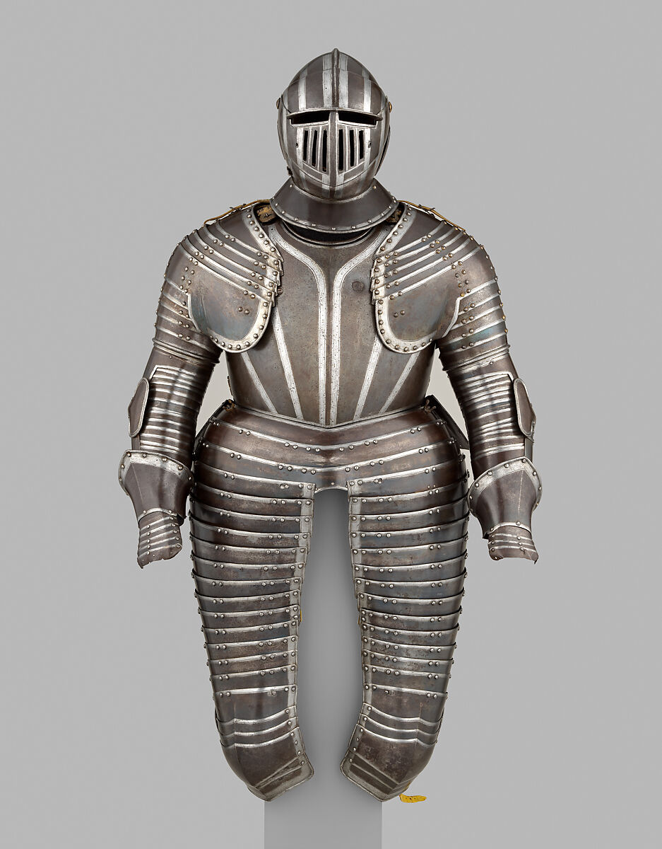 Cuirassier Armor, Steel, gold, leather, textile, Italian, Milan or Brescia