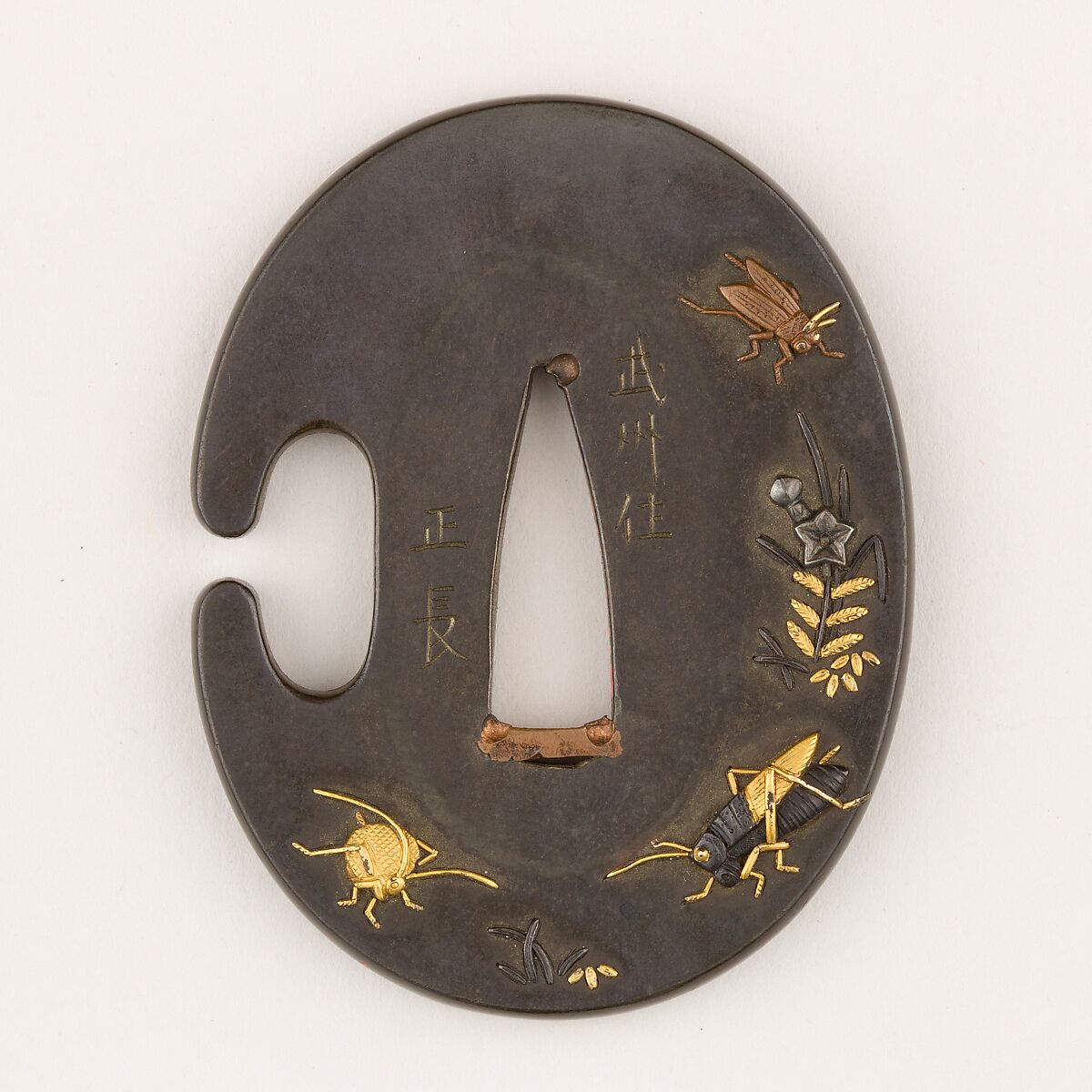 Sword Guard (Tsuba) With the Motif of Insects and Autumnal 