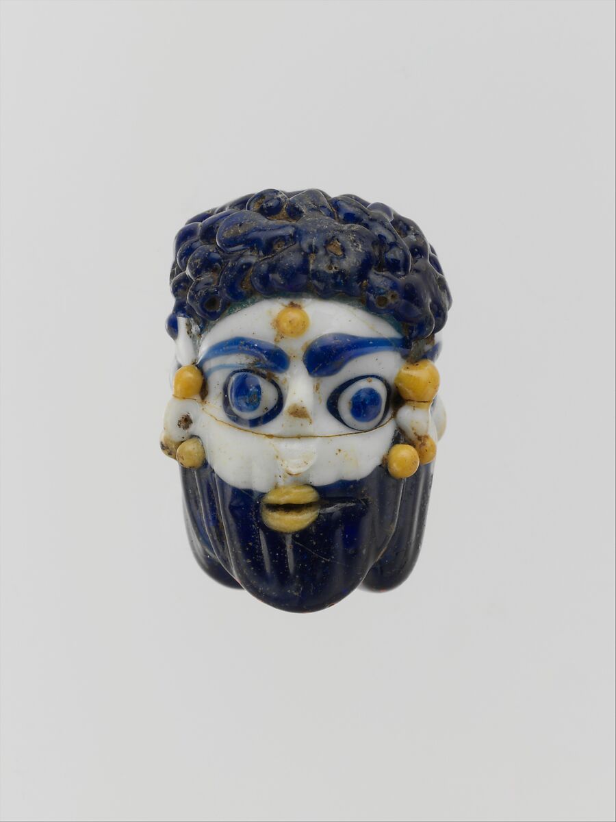 Glass face bead, Glass, Phoenician or Carthaginian 