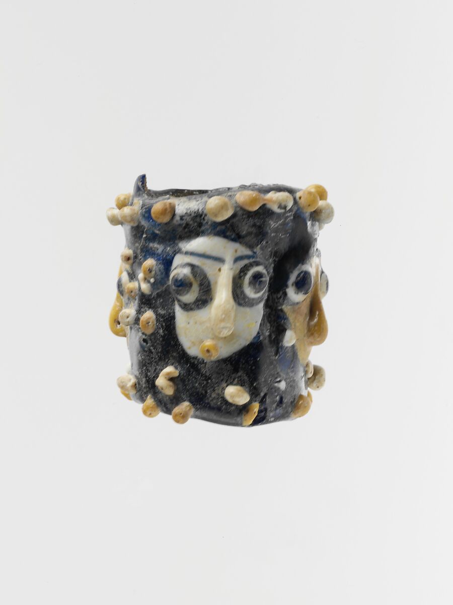 Glass face bead, Glass, Phoenician or Carthaginian 