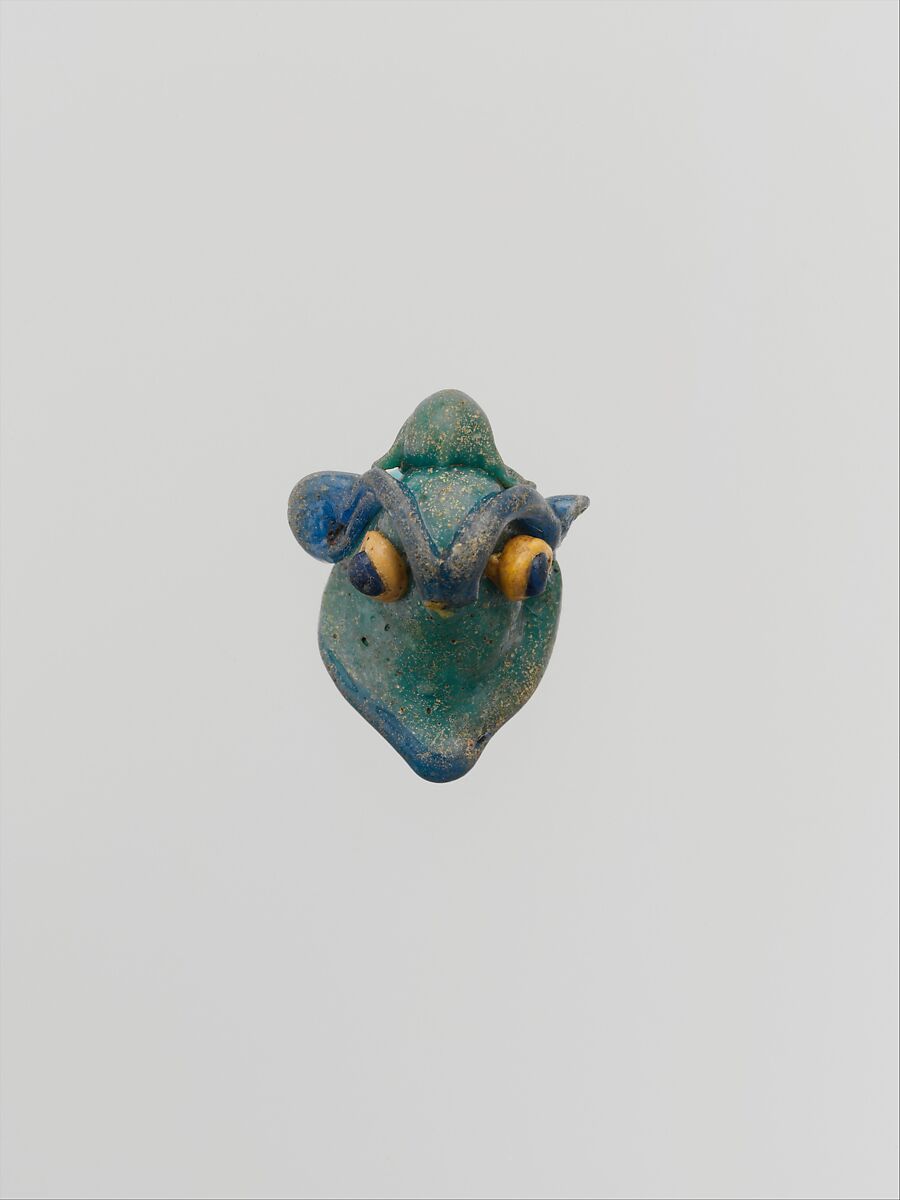 Glass pendant in the form of a demonic mask, Glass, Phoenician 