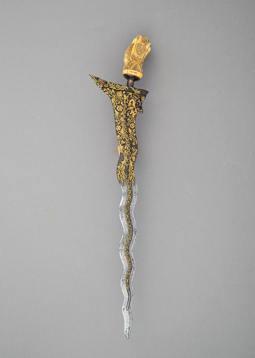 Kris, Iron, ivory, gold, Malayan