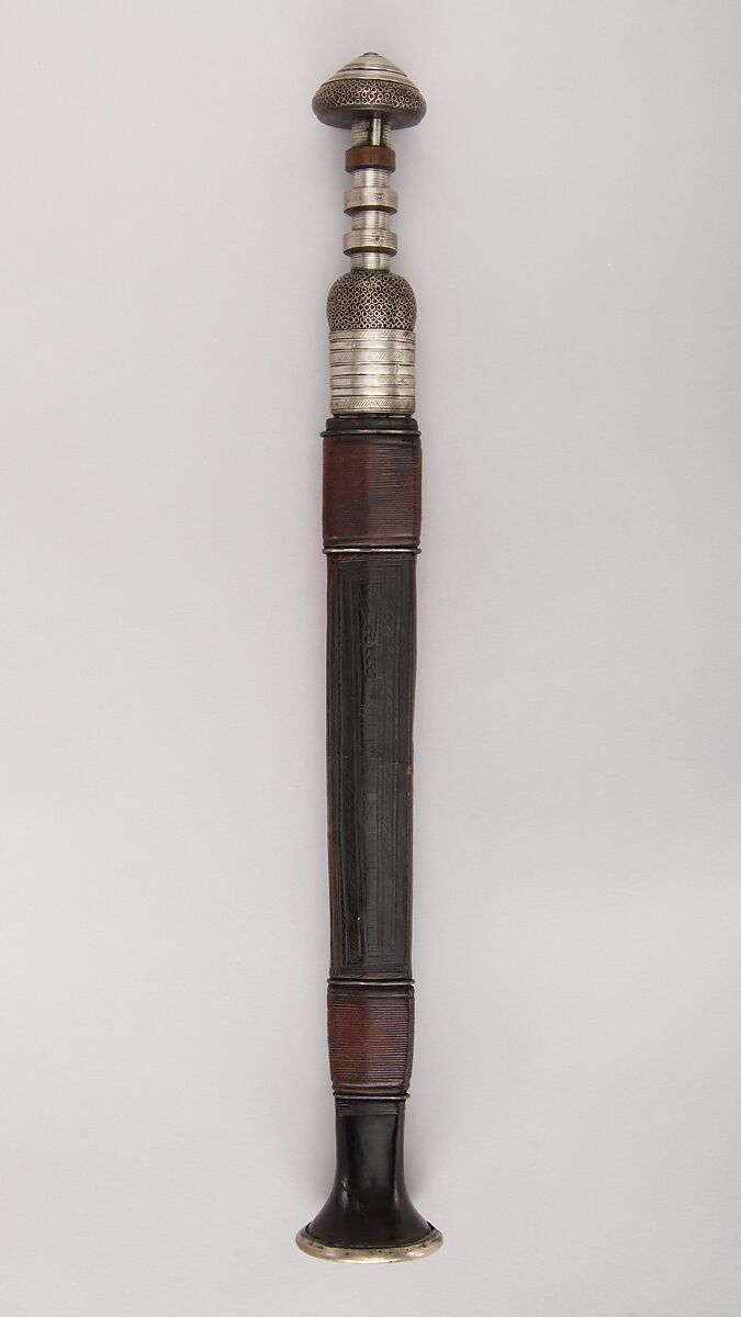 Dagger with Sheath, Steel, wood, silver, African, Sudan