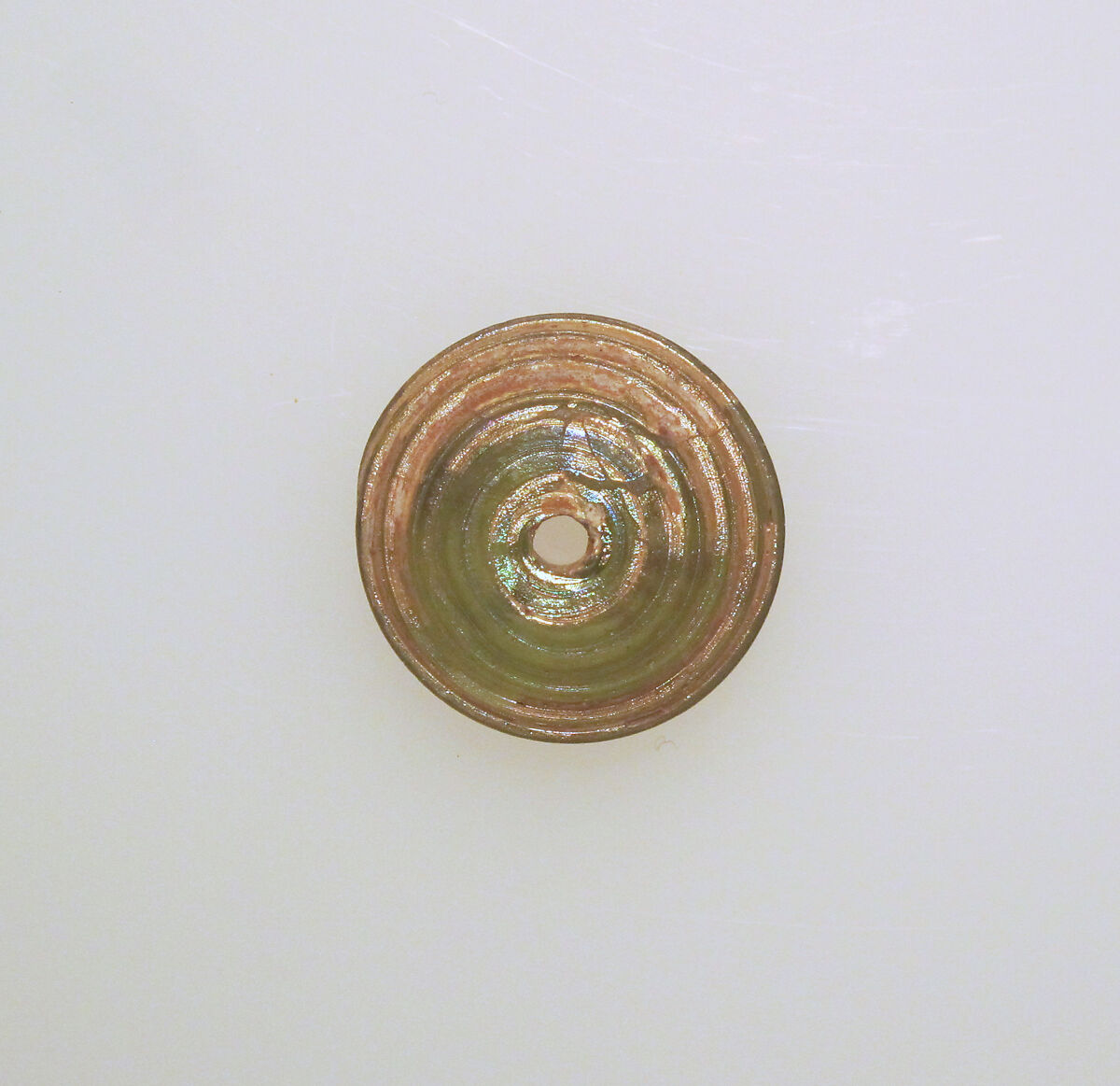 Glass spindle whorl, Glass, Roman 