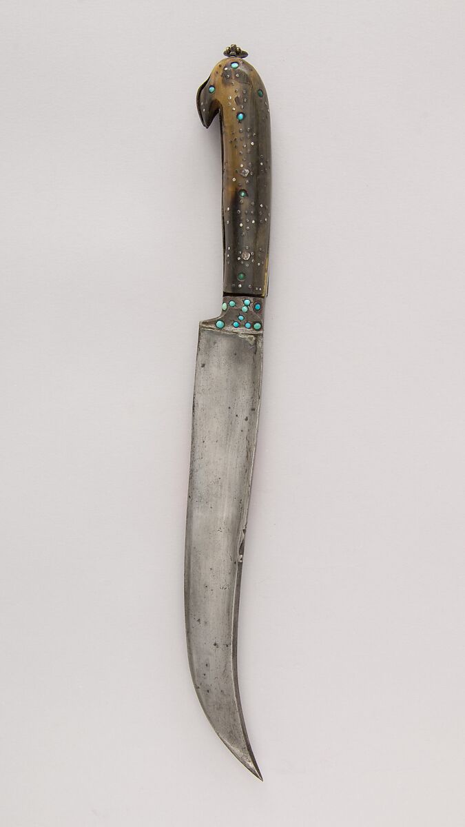 Dagger (Pesh-kabz), Steel, horn, turquoise , Indian or Persian 