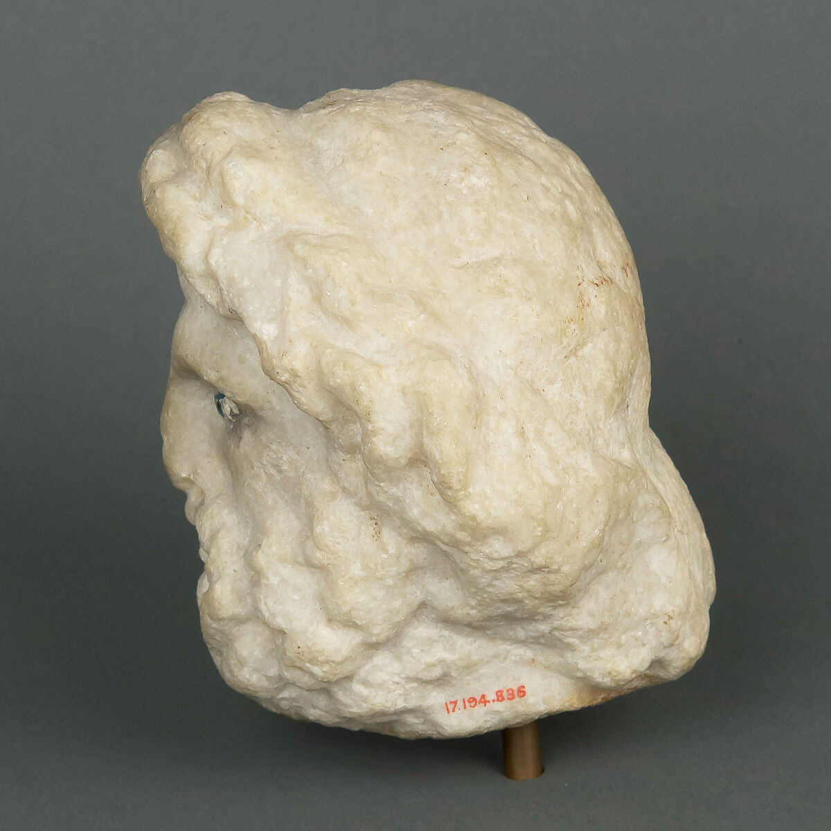 Head of a marble statuette of Asklepios, Marble, Island, Roman