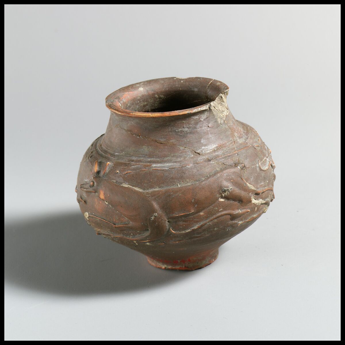 Terracotta beaker with barbotine decoration, Terracotta, Roman 