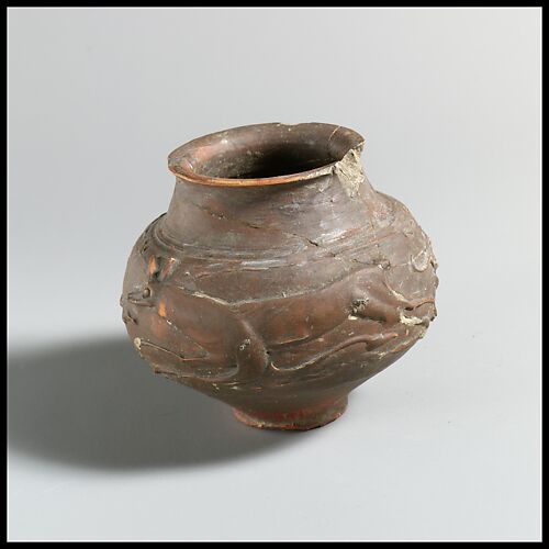 Terracotta beaker with barbotine decoration