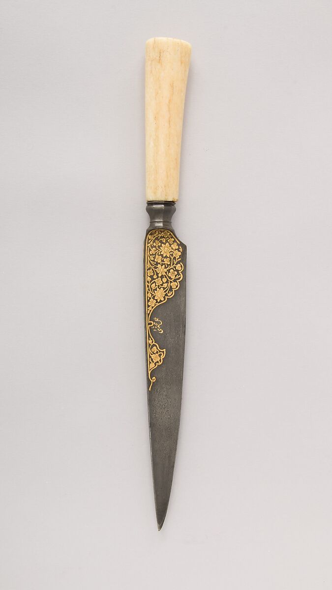 Dagger (Kard), Steel, ivory (walrus), gold, Iranian