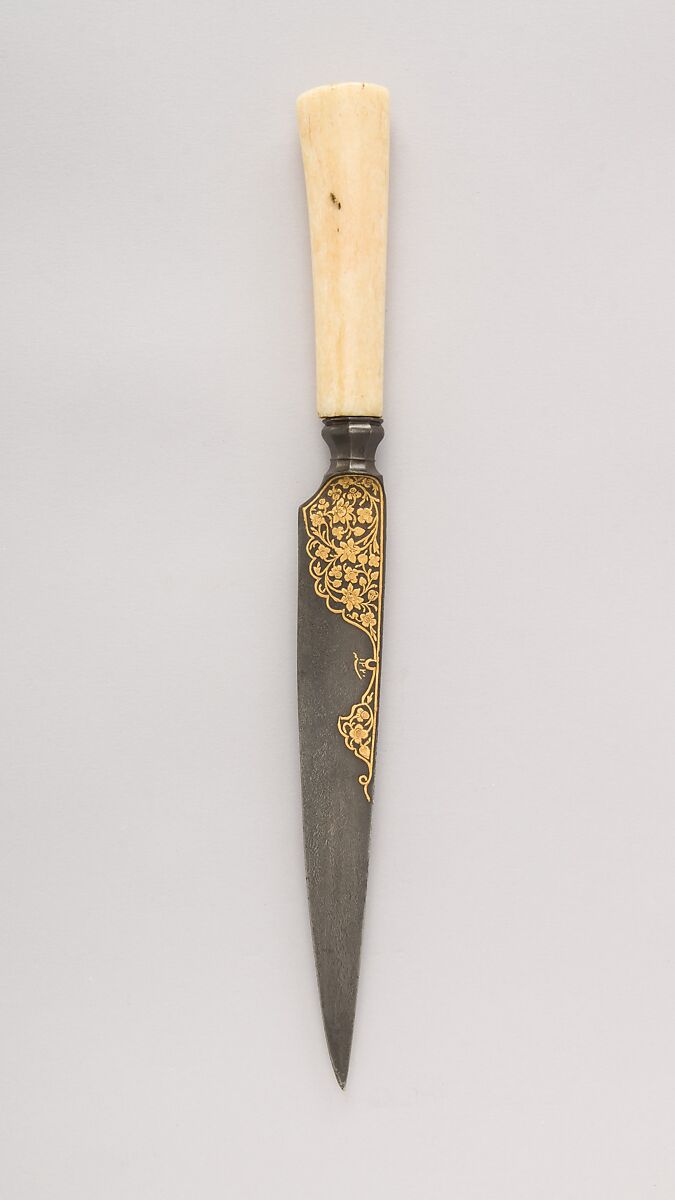 Dagger (Kard), Steel, ivory (walrus), gold, Iranian 