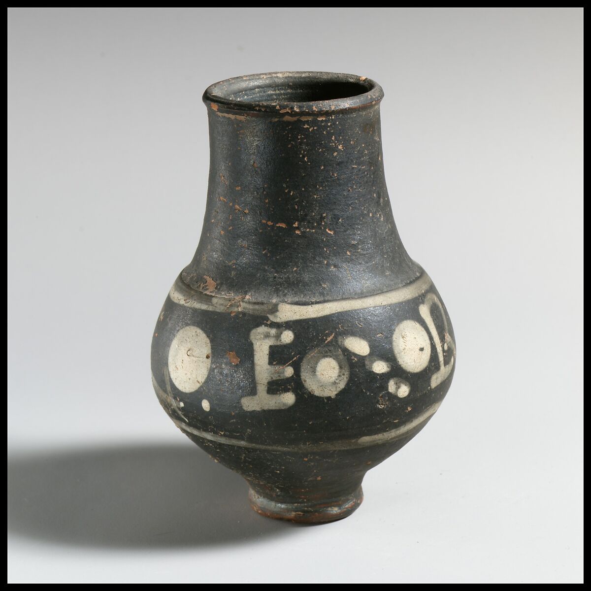 Terracotta beaker with painted inscription, Terracotta, Roman, Rhenish 