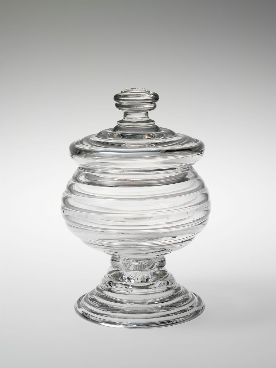Sugar bowl, Boston &amp; Sandwich Glass Company (American, 1825–1888, Sandwich, Massachusetts), Blown glass, American 