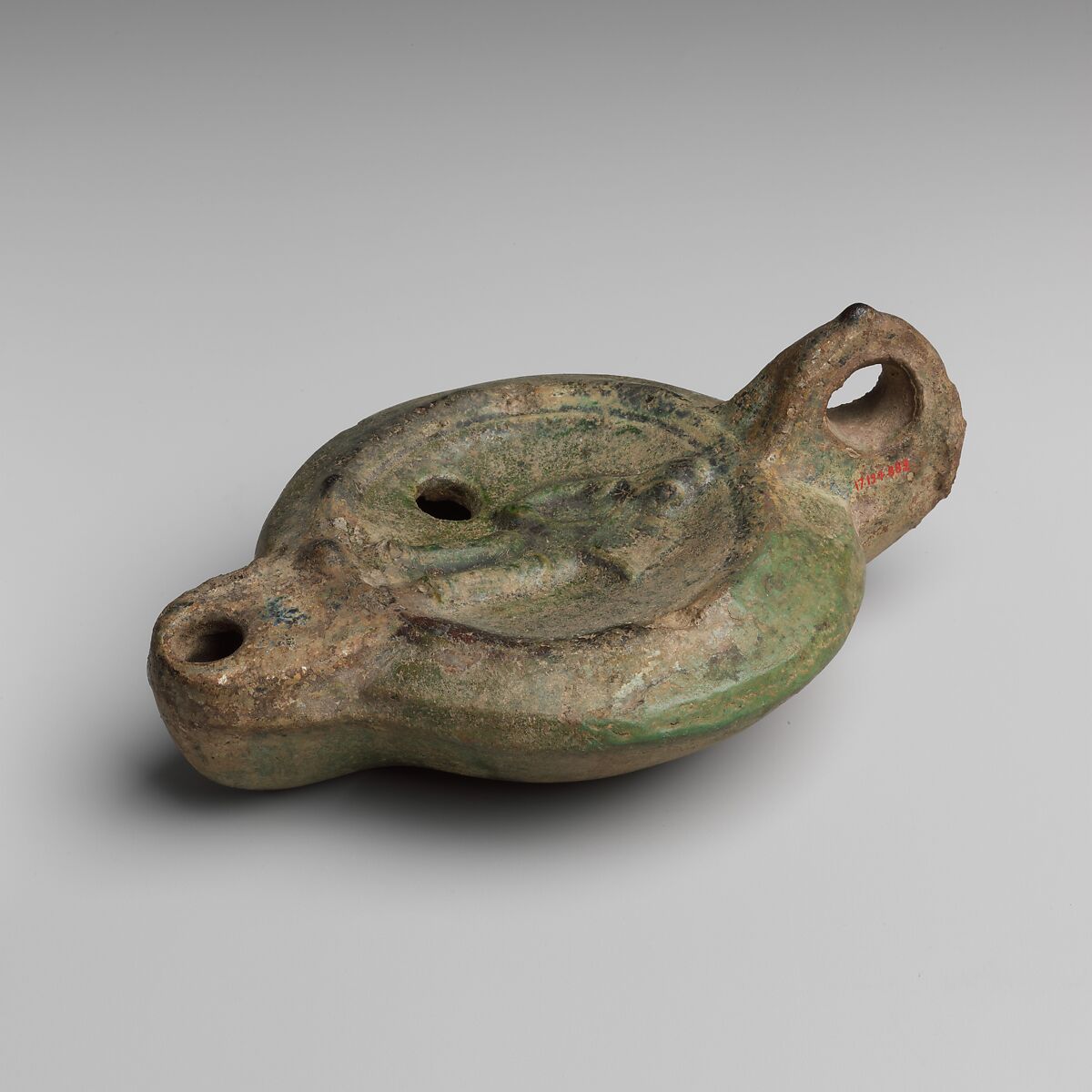 Terracotta lamp, Terracotta, Roman