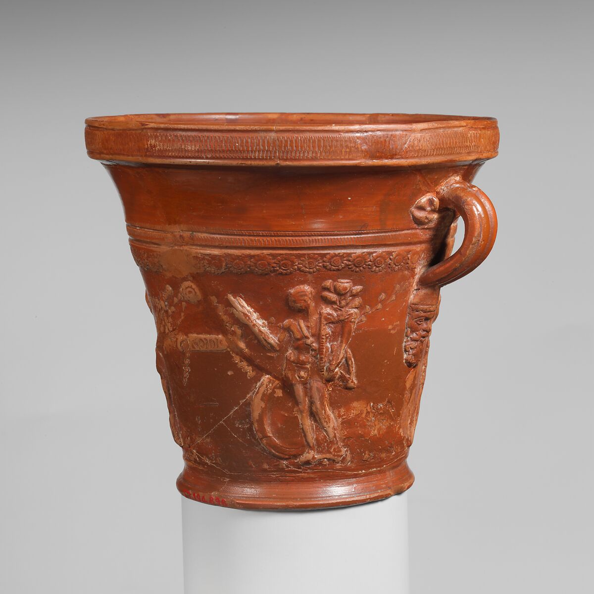 Terracotta modiolus (drinking cup), Terracotta, Roman 