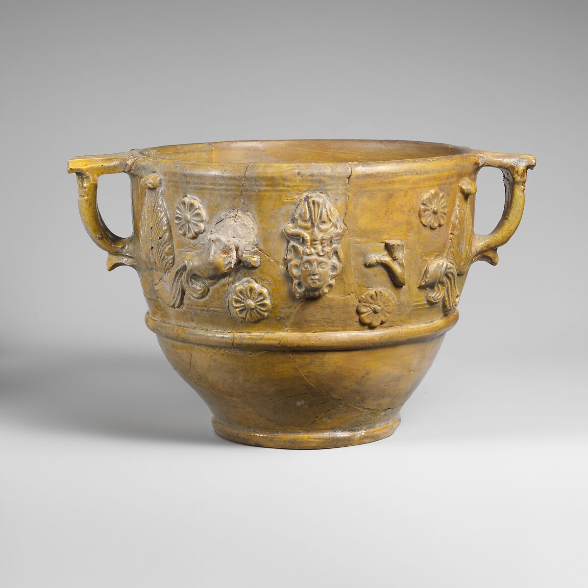 Fragmentary terracotta scyphus (drinking cup), Terracotta, Roman 