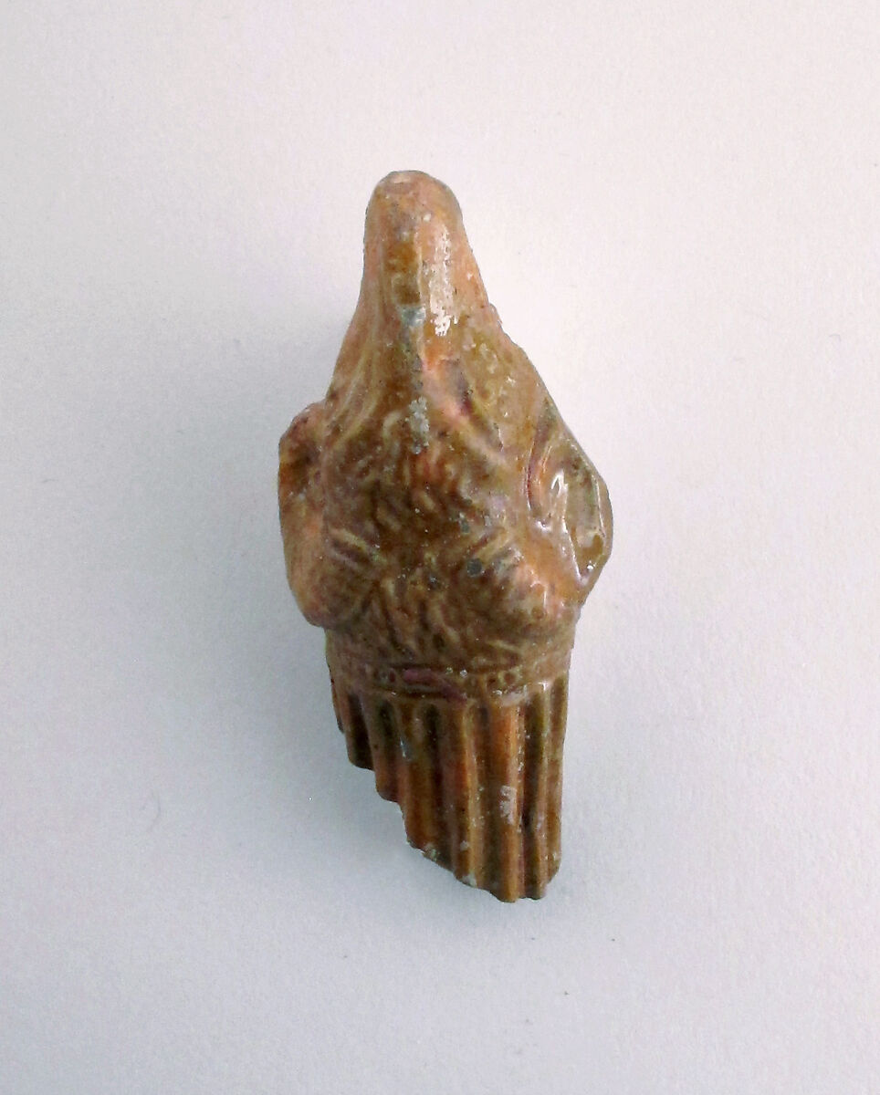 Glazed terracotta handle fragment from a saucepan (patera), Terracotta, Roman 