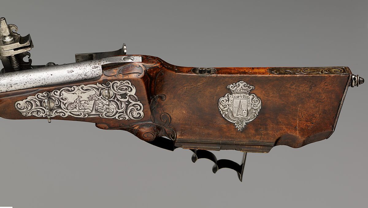 Wheellock Gun, Steel, wood, German, Dingolfing, Bavaria