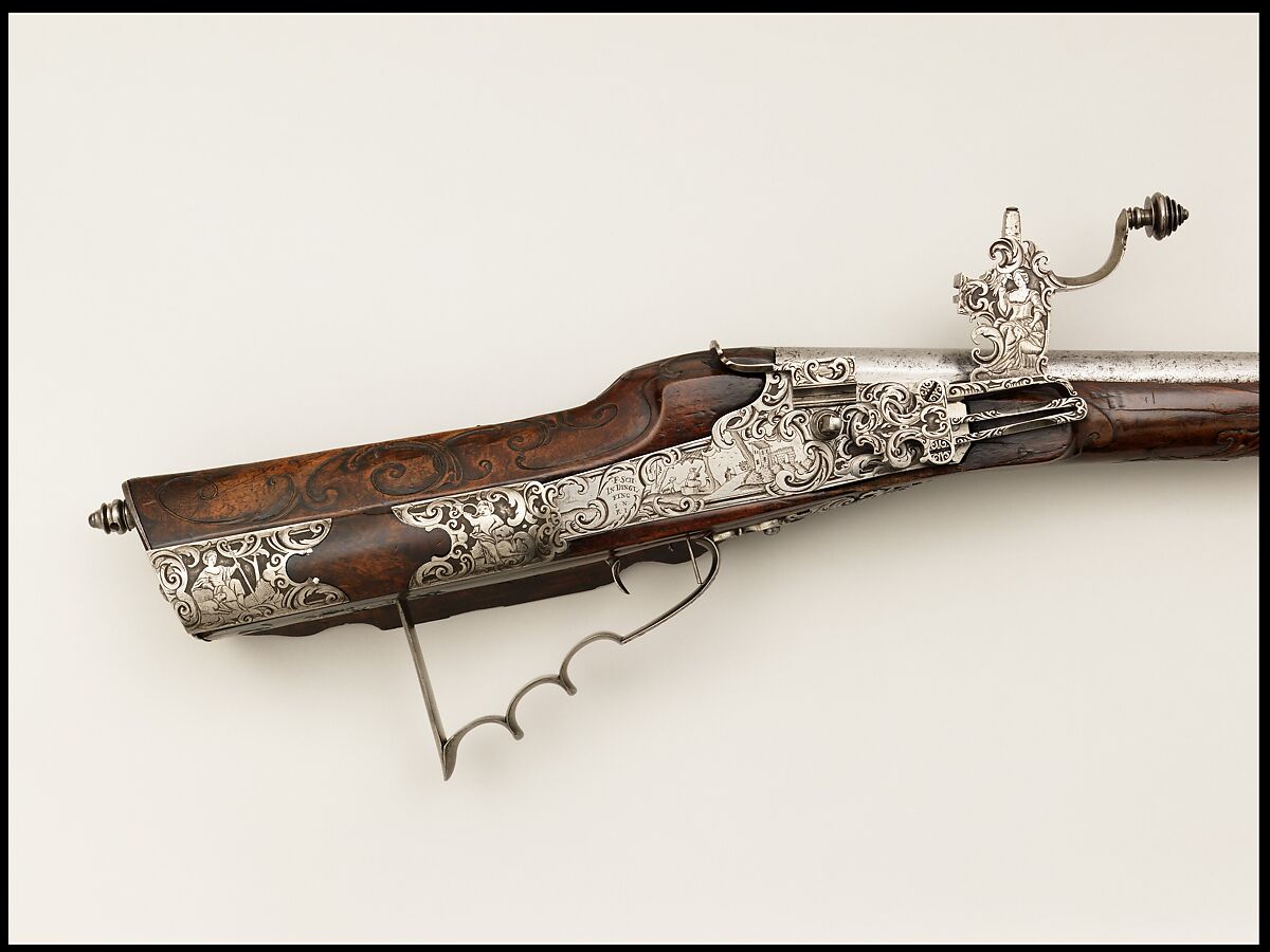 Wheellock Gun, Steel, wood, German, Dingolfing, Bavaria