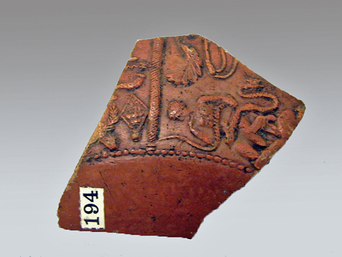 Vase fragment, Terracotta, Roman, Gaul 